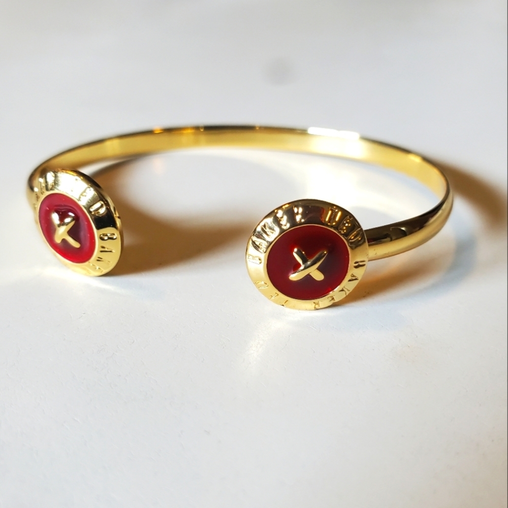 Ted Baker Eida GOLD Finish BURGUNDY Enamel Cuff